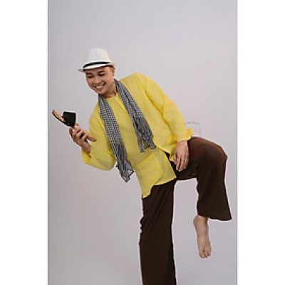 Bộ Bà ba áo vàng quần nâu nam bộ- Miền tây-giá rẻ- Có bộ bà ba Bigsize- may bộ áo bà ba theo yêu cầu