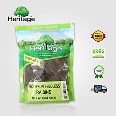 Nho Thomson khô không hạt loại 1,  size lớn Heritage chính hãng , hủ 300g,gói 500g, 1kg - THOMPSON SEEDLESS RAISINS