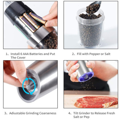 Máy xay hạt tiêu và các loại gia vị cầm tay GB-5090 dung tích 140ml - Chất liệu: Thép không gỉ 304, ABS, Acrylic, lõi mài gốm - Kích thước: 62x202mm - Trọng lượng: 302g