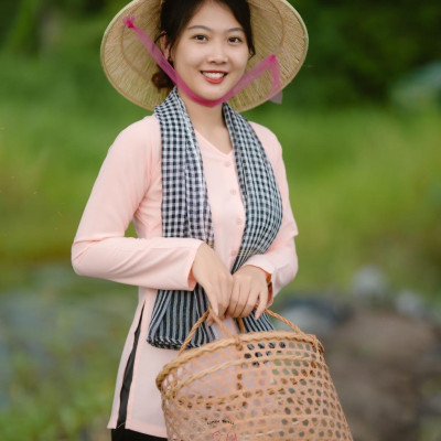 Bộ bà ba lụa hồng cam quần phi đen - Có bộ bà ba Bigsize- may sỉ bà ba toàn quốc - May bộ bà ba theo yêu cầu