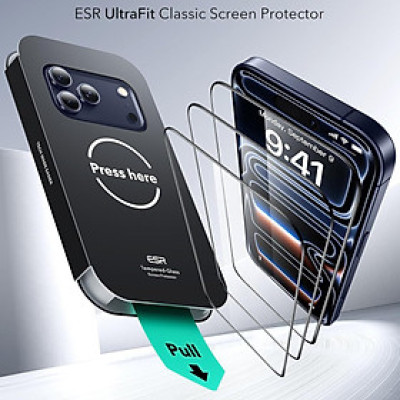 Kính Cường Lực ESR cho iPhone Air / iPhone 17 / iPhone 17 Pro / iPhone 17 Pro Max ESR UltraFit Classic Screen Protector - Hàng Chính Hãng