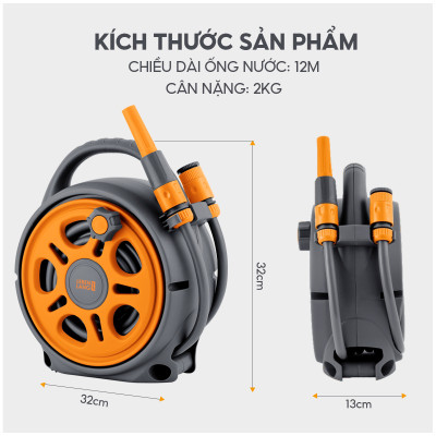 Bộ vòi nước tưới cây, rửa xe đa năng Lebenlang LBLB3368 dây dài 12m, 5 đầu phun đi kèm - hàng chính hãng
