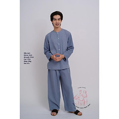 Bộ áo bà ba nam vải kate (Màu xám)- Có bộ bà ba Bigsize- may sỉ bà ba toàn quốc - May bộ bà ba theo yêu cầu