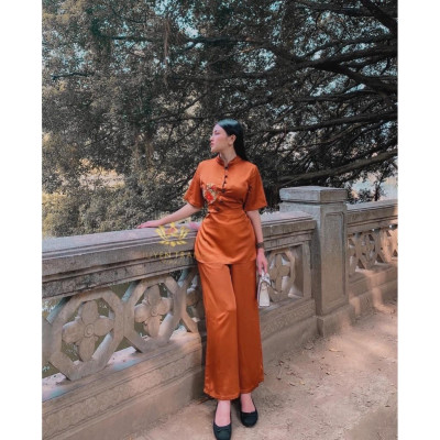 ĐỒ LAM ĐI CHÙA Mẫu Cổ Tàu Thêu Hoa