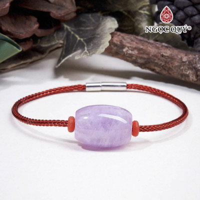 Vòng tay xỏ lu đá thạch anh tím ngọc lavender amethys mệnh hỏa, thổ - Ngọc Quý Gemstones