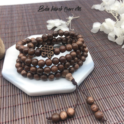 Vòng tay trầm hương 8mm 108 hạt phong thủy tự nhiên mùi hương thơm nhẹ