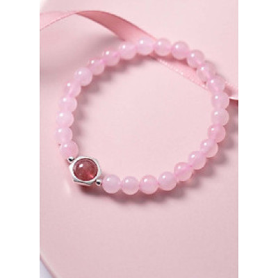 Vòng tay đá thạch anh hồng phối charm bạc mệnh hỏa, thổ - Ngọc Quý Gemstones