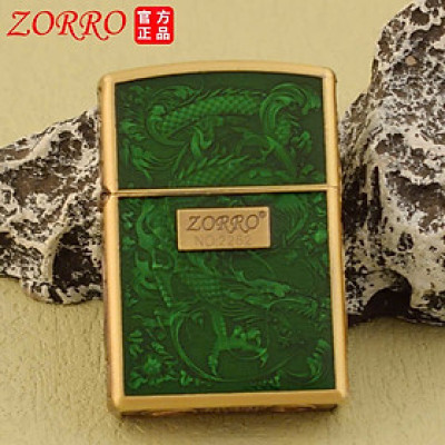 Vỏ Hộp Quẹt, Bật lửa Zorro Cao Cấp Họa Tiết Rồng Xanh Lục Bảo