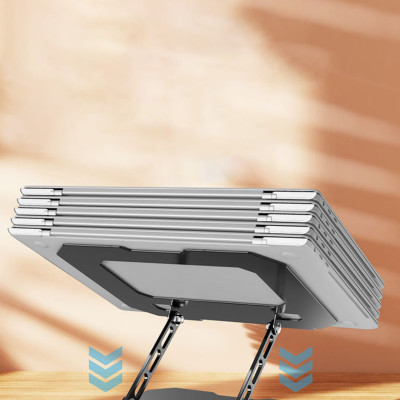 Kệ đỡ giá đỡ đế tản nhiệt dành cho laptop, macbook, máy tính hợp kim nhôm gấp gọn xoay 360 độ nhiều nấc độ cao - K2 - Hàng chính hãng