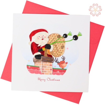 Combo 7 thiệp giáng sinh giấy xoắn, mẫu mã ngẫu nhiên - Quilling Arts Viet Net