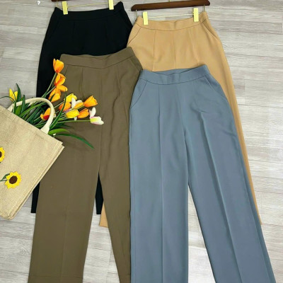 Quần Tây suông dài-dây kéo bên hông Women dây kéo 1 bên nhiều màu