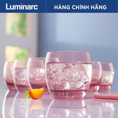 [Chính hãng] Bộ cốc (ly) thủy tinh thấp màu hồng Luminarc Salto 6 chiếc dung tích 32cl - J5386/H5806