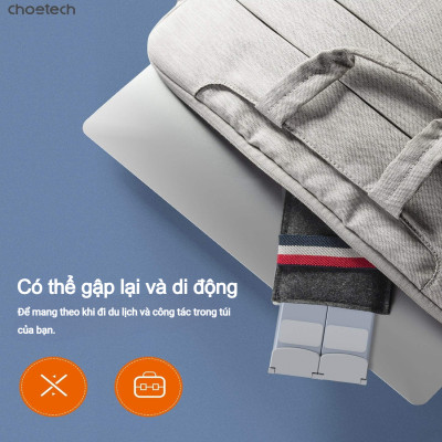Giá đỡ laptop tản nhiệt gấp gọn Choetech H055 cho máy từ 9 đến 17 inch (Hàng chính hãng)