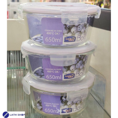 Bộ 3 Thố thủy tinh tròn Lock&Lock LLG831 650ml