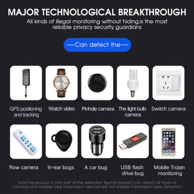 ROGTZ - Máy dò phát hiện Camera ẩn GPS Định vị Tín Hiệu Máy nghe trộm T8 Màn hinh LED Phát hiện tín hiệu đa định dạng WiFi 3G/4G GSM GPS LOJACK RF Chế độ phát hiện đa dạng Điều chỉnh độ nhạy Văn phòng Khách sạn Xe hơi Nhà ở Hàng Chính Hãng
