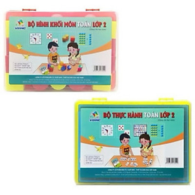 ￼Sách - (Combo 2 hộp )Bộ hình khối toán lớp 2 + Bộ thực hành toán lớp 2 ( Dùng cho học sinh )