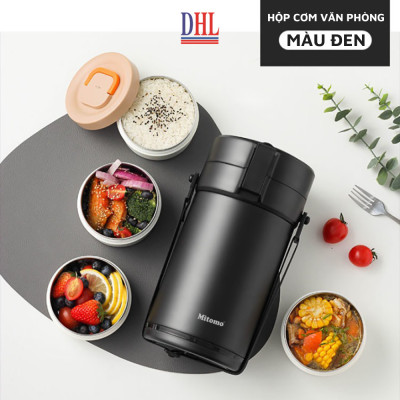 Lồng cơm 4 ngăn giữ nhiệt văn phòng Mitomo LCH-7086 dung tích 2.8L kèm nĩa và thìa