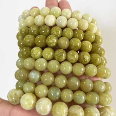 Vòng tay chuỗi hạt ngọc thật màu vàng chanh cho người mệnh Thủy và Kim hột 10 li (1cm)