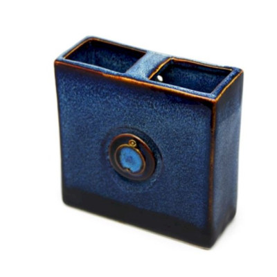 Lọ hoa dẹt 2 lỗ S1 (Vuông) Đông Gia-màu men hỏa biến  tự nhiên Xanh sóng biển  8094 Largle squared vase for table or wall