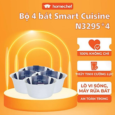 Bộ 4 khay nướng thủy tinh mini Luminarc Smart Cuisine 11cm - N3295*4, dùng lò nướng, lò vi sóng | Hàng chính hãng