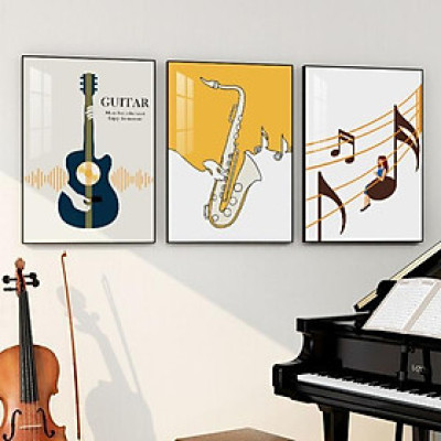 (CÓ ẢNH THẬT) Tranh treo tường trang trí decor phòng âm nhạc tranh dụng cụ âm nhạc 8