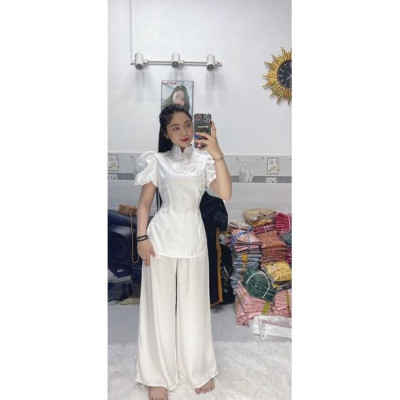 Đồ Lam Đi Chùa Gấm Tay Phồng Dệt 3D in Nổi