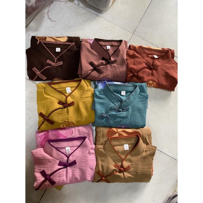 Đồ Lam Đi Chùa # Sẫm 2Nút Phối Vải Đũi Cao Cấp # Quần Áo Nữ # Đồ Bộ Nữ