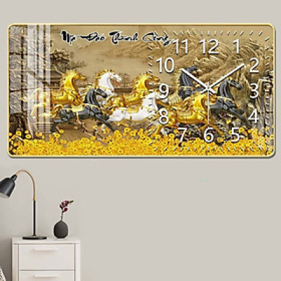 (HCM) Tranh đồng hồ tráng gương phong thủy trang trí phòng khách, quà tân gia kèm đinh