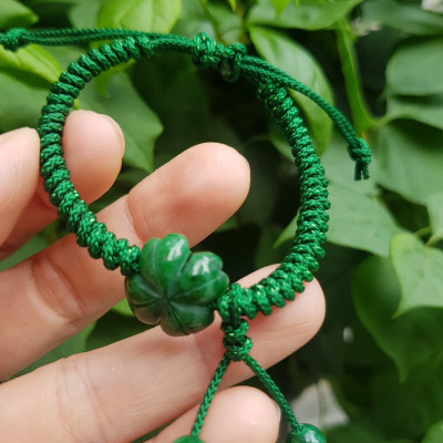 Vòng Đeo Tay Nữ Kiểu Dây Xanh Cỏ 4 lá Xanh mới lạ đẹp lắm à nha Chất liệu đá cẩm thạch xanh lá cỏ thắt dây kiểu xanh xanh rẻ đẹp lắm à nhen Nữ mệnh Mộc Hỏa Thủy đeo tay may mắn tăng đưa rút chỉnh theo tay lớn nhỏ được hết đẹp lắm à nha