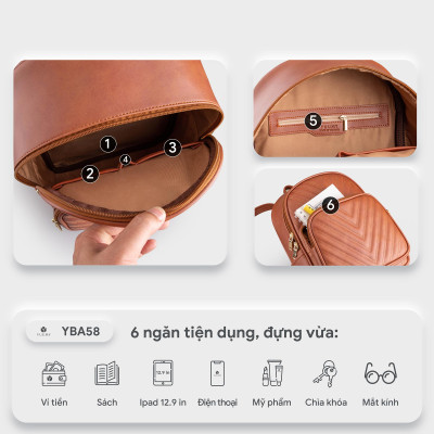 Balo Yuumy ( Thời trang nữ tiện lợi cỡ trung - Balo da Liberal YBA58 )