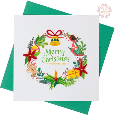 Combo 7 thiệp giáng sinh giấy xoắn, mẫu mã ngẫu nhiên - Quilling Arts Viet Net