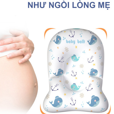 Đệm Tắm Đỡ Lưng Cho Bé Cleverbees Đảm Bảo An Toàn Khi Tắm Chất Liệu Mềm Mại ,  Phù Hợp Khớp Với Tất Cả Các Loại Chậu Tắm - Hàng Chính Hãng