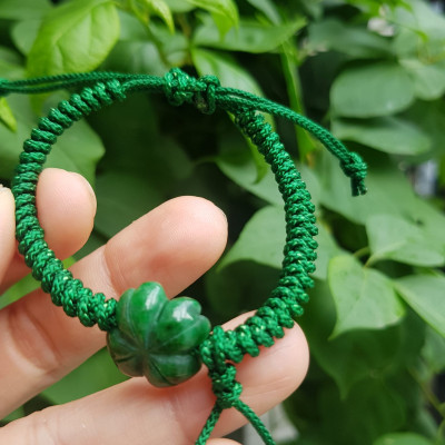 Vòng Đeo Tay Nữ Kiểu Dây Xanh Cỏ 4 lá Xanh mới lạ đẹp lắm à nha Chất liệu đá cẩm thạch xanh lá cỏ thắt dây kiểu xanh xanh rẻ đẹp lắm à nhen Nữ mệnh Mộc Hỏa Thủy đeo tay may mắn tăng đưa rút chỉnh theo tay lớn nhỏ được hết đẹp lắm à nha