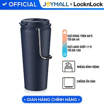 Bình giữ nhiệt Lock&Lock Bucket Tumbler Nắp bật không ống hút - Màu xanh navy LHC4269NVY 540ml - Hàng chính hãng thép không gỉ quai xách tiện lợi - JoyMall