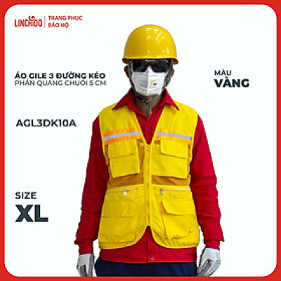 Áo Gile Kỹ Sư, Giám Sát Công Trình, Bảo Hộ Lao Động, 3 Đường Kéo, 6 Túi - Mã AGL3DK10A