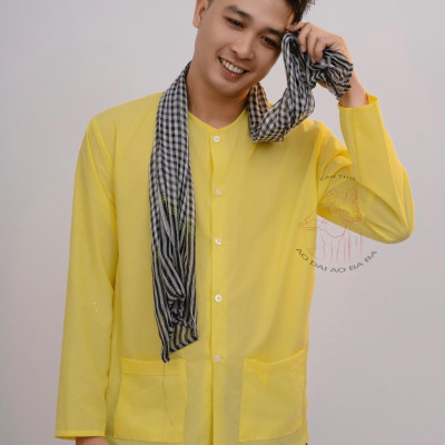 Bộ Bà ba áo vàng quần nâu nam bộ- Miền tây-giá rẻ- Có bộ bà ba Bigsize- may bộ áo bà ba theo yêu cầu
