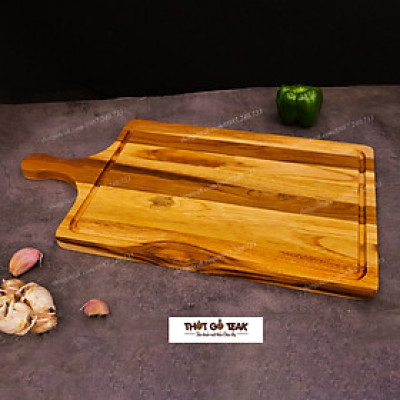 Thớt Gỗ Teak Cao Cấp - Cắt Thái, Trang Trí - 45x25x1,4cm - CNTC05 | HTX DAO PHÚC SEN