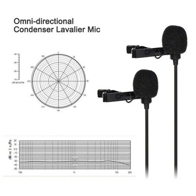 Cặp micro cài áo cho Camera, Gopro, Smartphone Micro kẹp áo thu âm đôi dùng cho điện thoại, laptop, máy tính bảng - Hàng Nhập Khẩu