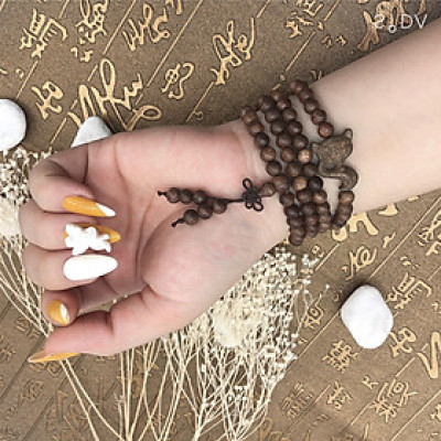 Vòng tay trầm hương 8mm 108 hạt phong thủy tự nhiên mùi hương thơm nhẹ