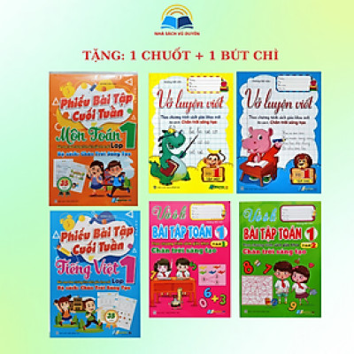 Sách - Combo 6 Cuốn Bài Tập Lớp 1 Chân Trời Sáng Tạo – Vở Luyện Viết, Toán, Tiếng Việt, Phiếu Bài Tập Cuối Tuần