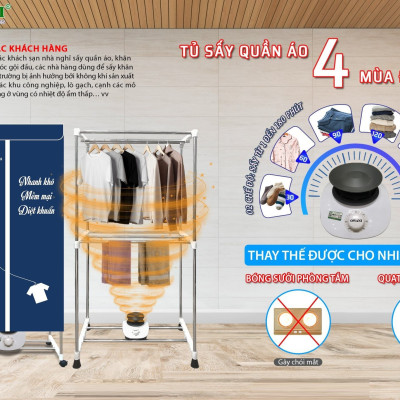 Máy Sấy - Tủ Sấy Quần Áo Khung Inox Owani TS-OW001 - Màu Ngẫu Nhiên - Hàng Chính Hãng