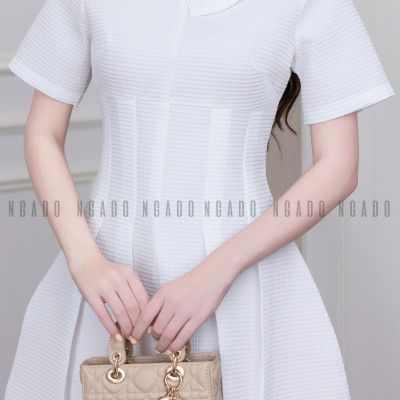 Đầm trắng cột nơ NGADO , đầm kiểu , đầm công sở , đầm đi tiệc