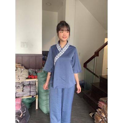 Đồ Lam Đi Chùa Mẫu Lụa Pháp