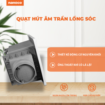 QUẠT THÔNG GIÓ ÂM TRẦN LỒNG SÓC NFV2021 NANOCO - HÀNG CHÍNH HÃNG