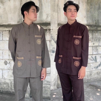 ĐỒ LAM ĐI CHÙA  Lãnh Tụ Thêu Túi Tay Dài