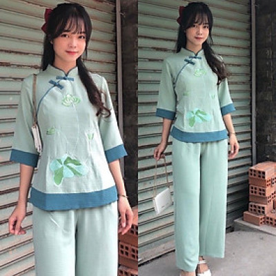 ĐỒ LAM ĐI CHÙA Mầu Đài Loan Vải Tơ - Đũi Cao Cấp