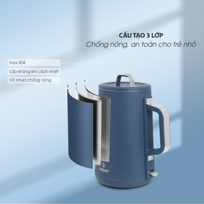 Âm đun nước siêu tốc Inox 304 Kalpen KK93 dung tích 1.8L công suất 1800W - Hàng chính hãng
