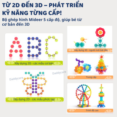 Bộ Lắp Ghép Cho Bé 3D Mideer Translucent Color Snowflake Blocks 200 Bông Tuyết Phát Triển Trí Tuệ