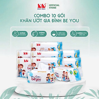 Combo 10 Gói  Khăn ướt đa năng Be You vải không dệt rayon loại 1 80 miếng (13.5x20cm) không hóa chất