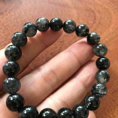 VÒNG TÓC ĐEN ĐẬM HƠN 9LY ĐÁ TỰ NHIÊN BÓNG ĐẸP 1 CHIẾC NỮ MỆNH THUỶ MỘC